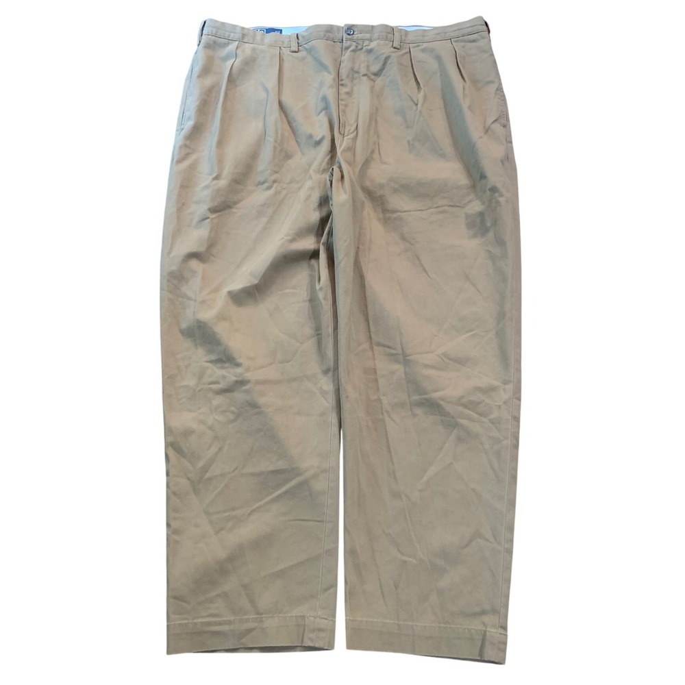 Polo Ralph Lauren Ethan Pant Mens 44x30 Tan Khaki Double Pleated Chino Trousers